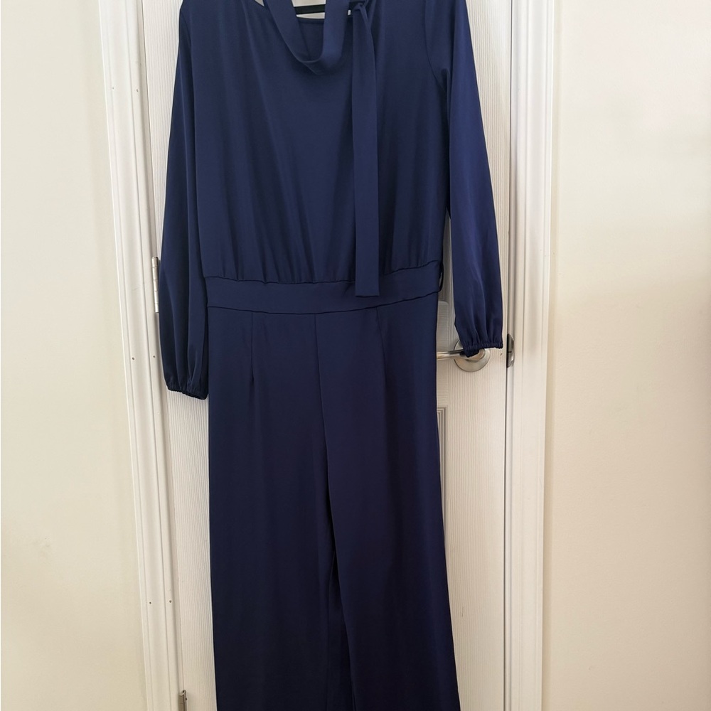 Chic Dark Blue Jumpsuit with Tie